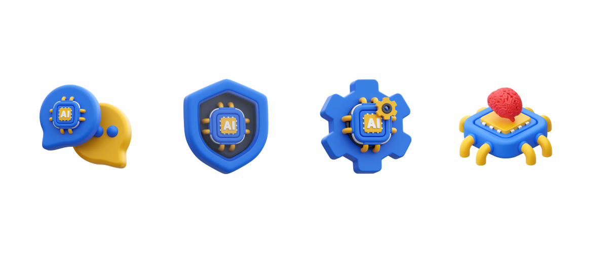 Visual of AI tools and technology icons